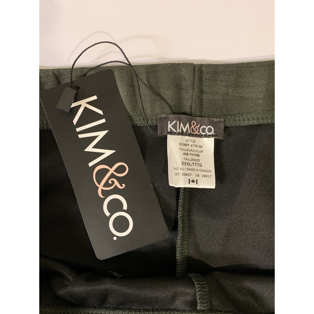Kim & Co. Faux Suede Pants 3XL Thyme Hunter Forest Green Made In Canada - Picture 3 of 7